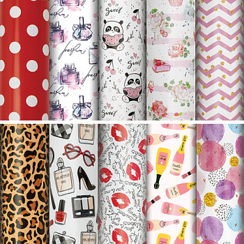 Бумага упаковочная ЗОЛОТАЯ СКАЗКА For Women 70*100см, ассорти