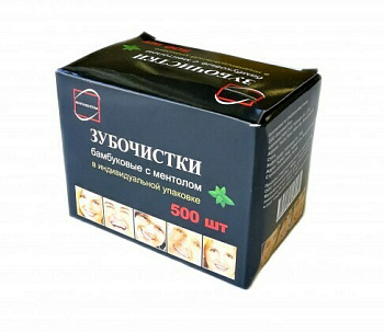 _Зубочистки бамбуковые ментол 500шт, в индивидуальной упаковке