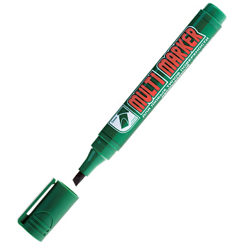 Маркер перманентный CROWN Multi Marker Chisel, 1-5мм, скошенный наконечник, зеленый