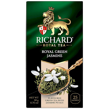 Чай пакетированный RICHARD Royal Green Jasmine, зеленый с жасмином, 25п*2г