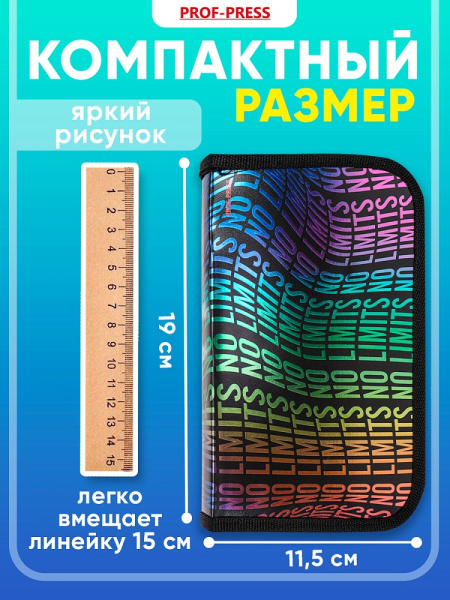 3_Пенал 1 отделение, ламинированный картон, 190_115мм, PROF PRESS Цветные надписи