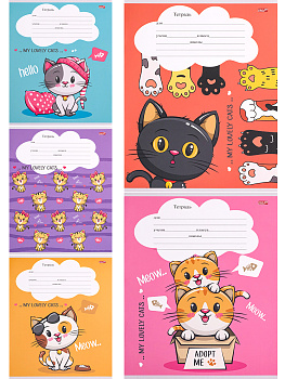 Тетрадь 12л клетка PROFIT Потешные котята-1, ассорти