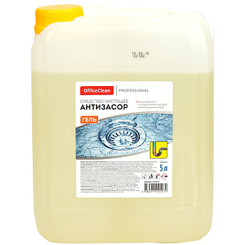 Средство для прочистки канализационных труб 5л OfficeClean Professional Антизасор, гель