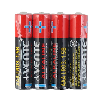 Батарейка AAA (мизинчиковые) LR03-алкалиновая deVENTE, 4шт в термопленке