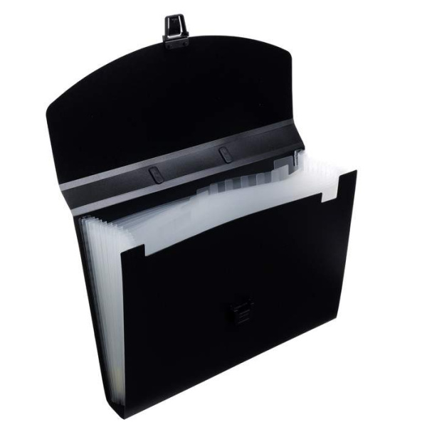 3_Портфель пластиковый A4 13 отделений, Calligrata, пластик 0,7мм, черный