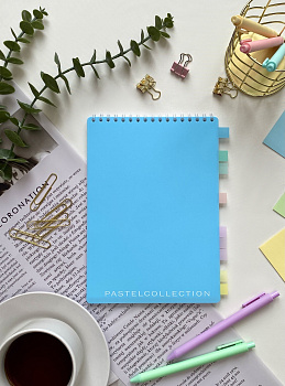 Блокнот А5 60л клетка, гребень Pastel Collection Blue, с пластиковой обложкой