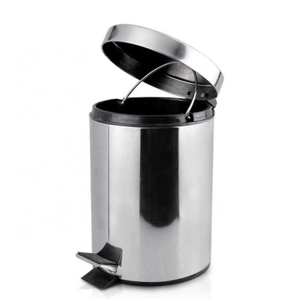 Ведро мусорное с педалью 12л, нержавеющая сталь