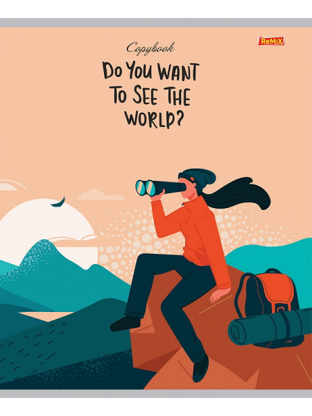 7_Тетрадь А5 48л клетка, скоба REMIX Путешествие по миру, ассорти