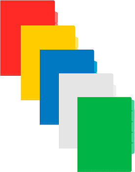 Папка-уголок A4 с пятью отделениями БЮРОКРАТ, ассорти