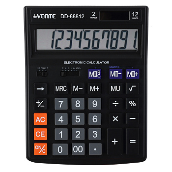 Калькулятор 12 разрядов deVENTE DD-88812, 145*190*35мм, двойное питание
