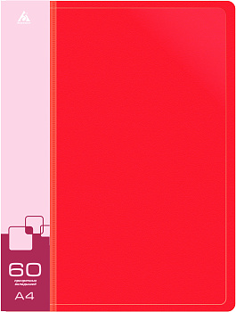 Папка 60 вкладышей БЮРОКРАТ, пластик 0,7мм, красная