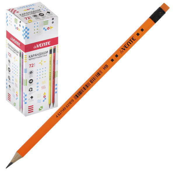 5_Карандаш чернографитный HB deVENTE Neon, с ластиком, ассорти