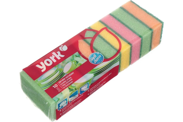 2_Губка для мытья посуды 10шт, 29_90_60мм YORK Джамбо