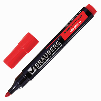 Маркер перманентный BRAUBERG Contract 3мм, красный