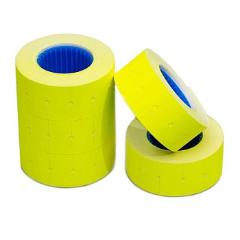 Этикет-лента 20*12мм желтая 300шт прямоугольная, комплект 10 рулонов