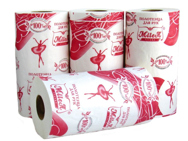 Полотенца бумажные Милея 2-х слойные, спайка 2шт (2_15м), белые