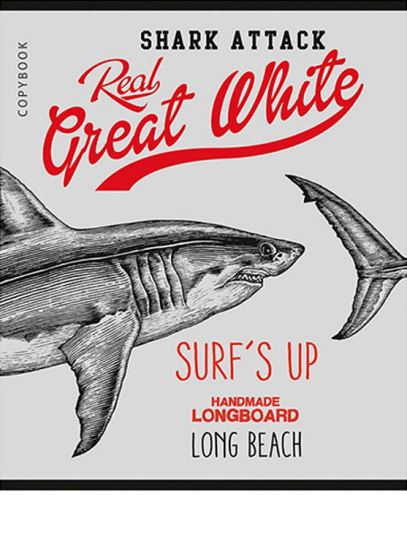 3_Тетрадь А5 96л клетка, скоба REMIX Акула в графике, ассорти