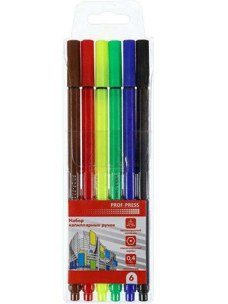 6_Набор капиллярных ручек (линеров) PROF-PRESS 6шт, ассорти