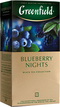 Чай пакетированный GREENFIELD Blueberry Nights, черный с черникой, 25п*1,5г