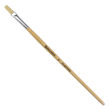 Кисть художественная Щетина №6 плоская BRAUBERG