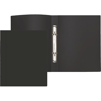 Папка на 2 кольцах, корешок 21мм, пластик 0,5мм, ATTOMEX, черная