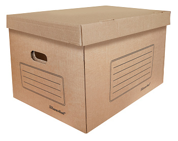 Короб архивный картонный 265*440*355мм, с откидной крышкой, гофрокартон SILWERHOF