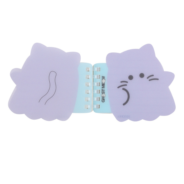 2_Блокнот А7 (95_92мм), 80л, спираль, линия, обложка пластиковая, deVENTE Ghost Meow, фигурный