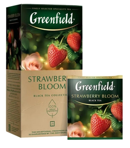Чай пакетированный GREENFIELD Strawberry Bloom, черный с клубникой и гибискусом, 25п_1,5г
