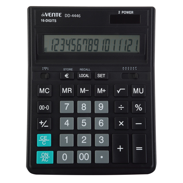 Калькулятор 16 разрядов deVENTE DD-4446, 153x199мм, двойное питание