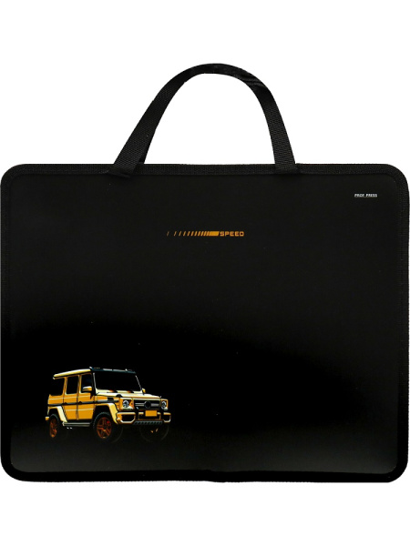 4_Папка на молнии А4 PROF-PRESS Следы от шин, непрозрачная пластиковая