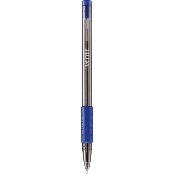 4_Ручка гелевая с резиновым упором 0,7мм deVENTE Smoky СИНЯЯ, прозрачный корпус