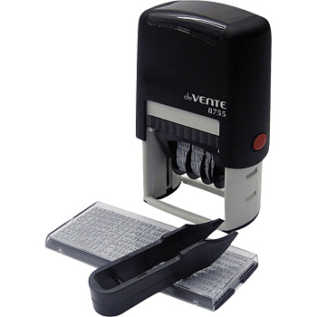 Датер самонаборный 2 строки+дата, оттиск сине-красный 42*26мм, касса в комплекте deVENTE 8755