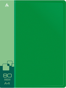 Папка 80 вкладышей БЮРОКРАТ, пластик 0,8мм, зеленая