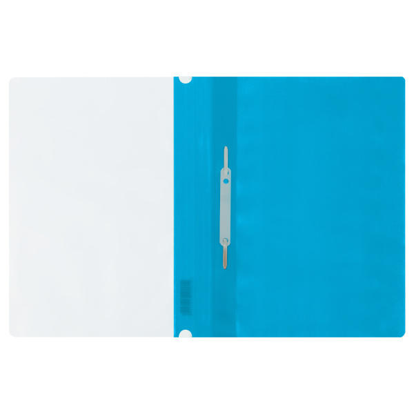 2_Папка-скоросшиватель СТАММ А4 пластик, прозрачный верхний лист, голубая