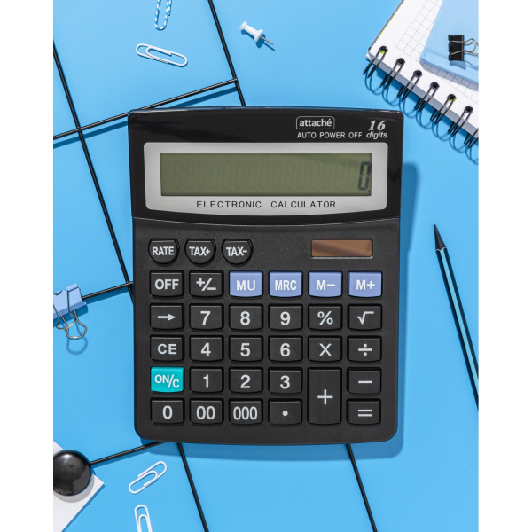 10_Калькулятор 16 разрядов Attache ATC-222-16F 208_160_48мм, двойное питание