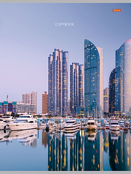 Тетрадь А4 80л клетка, скоба REMIX Город у воды