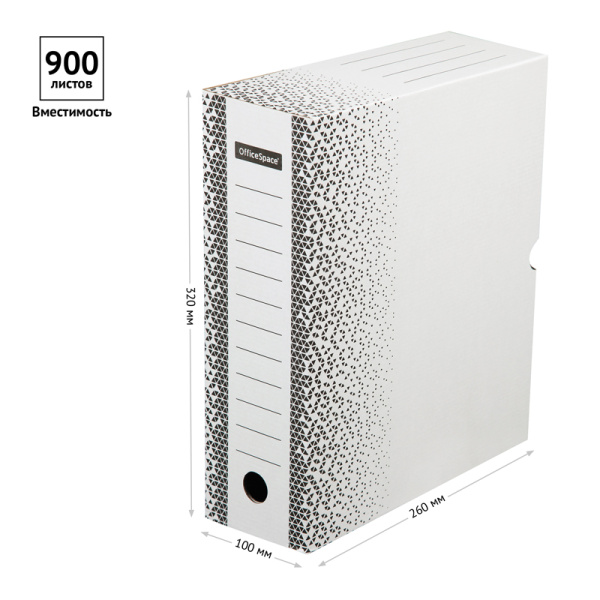 3_Короб архивный А4 100мм, клапан, микрогофрокартон OfficeSpace Standart, белый