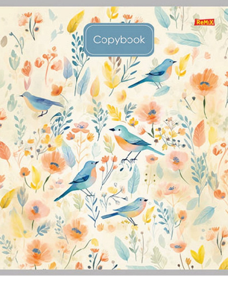 4_Тетрадь А5 48л клетка, скоба PROFIT Рисунки птичек, ассорти