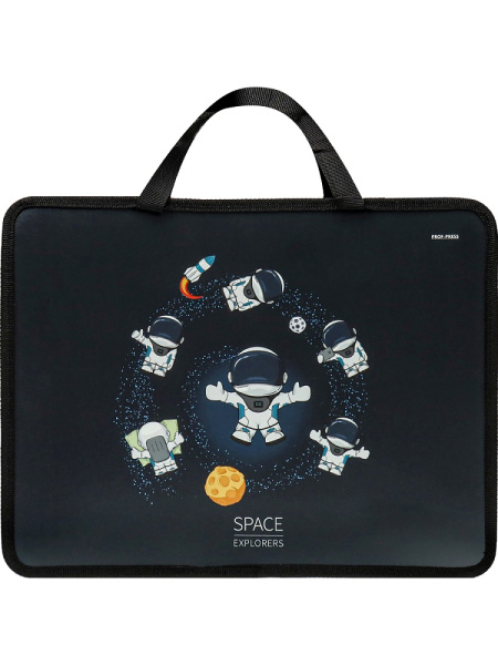 4_Папка на молнии А4 PROF-PRESS Космос, непрозрачная пластиковая