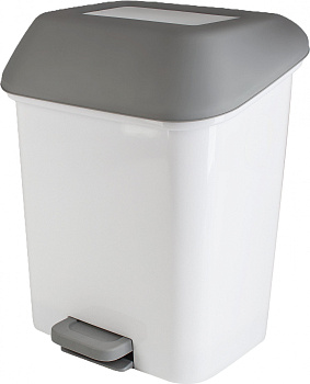 Ведро мусорное с педалью 15л, Spin&Clean Step, белое