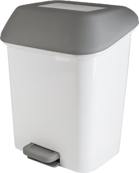Ведро мусорное с педалью 15л, Spin&Clean Step, белое