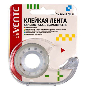 Клейкая лента канцелярская 12мм*30м deVENTE, в диспенсере