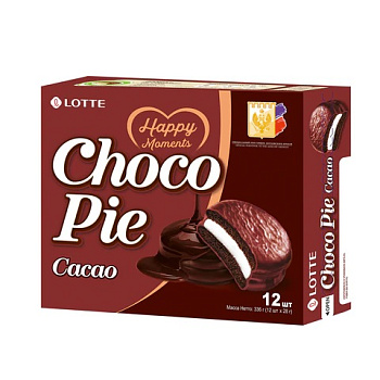 Печенье бисквитное в шоколадной глазури LOTTE Choco Pie Какао, 336г