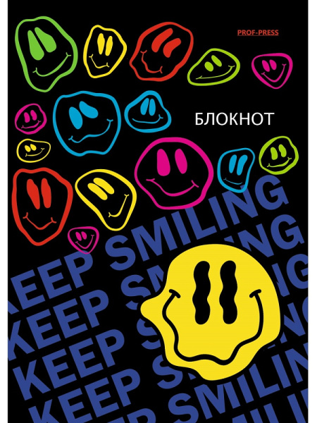 2_Блокнот А6 24л клетка, скоба PROF-PRESS Crazy Smiley