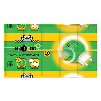 Пластины от комаров для электрофумигатора NADZOR 10шт, без запаха