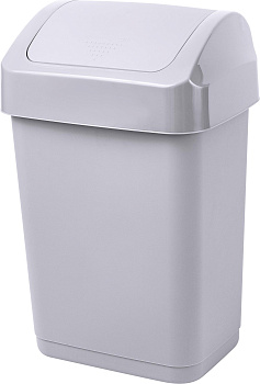 Ведро мусорное с КРЫШКОЙ (качающейся) 50л, Spin&Clean Step, серое