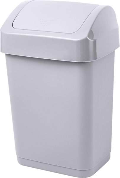 Ведро мусорное с КРЫШКОЙ (качающейся) 12л, Spin&Clean Step, серое