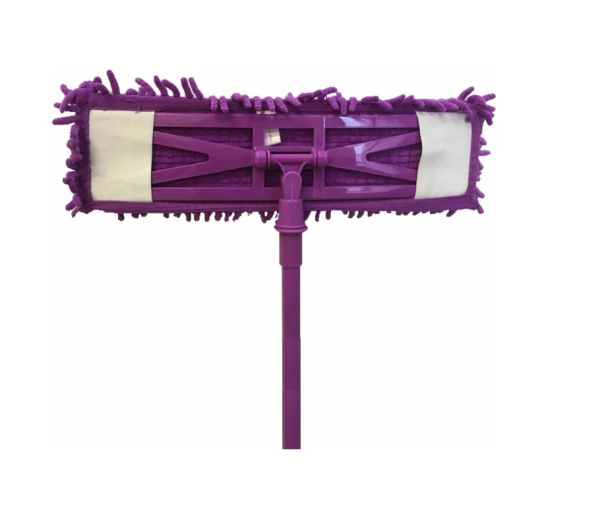 2_Швабра с насадкой из микрофибры, телескопическая ручка 130см, рабочая часть 42см УМНИЧКА, фиолетовая