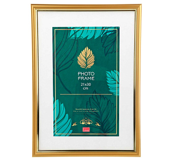Фоторамка 21*30см пластик, золото, стекло