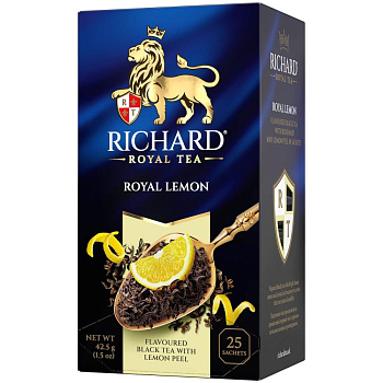 Чай пакетированный RICHARD Royal Lemon, черный с лимоном, 25п*1,7г